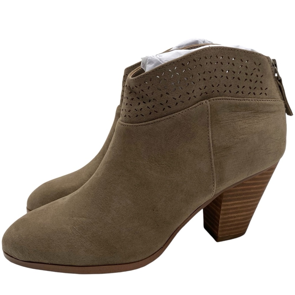 Violet & Red Womens Boots Jackson Booties Tan Brown Heeled Ankle Vegan Chic New